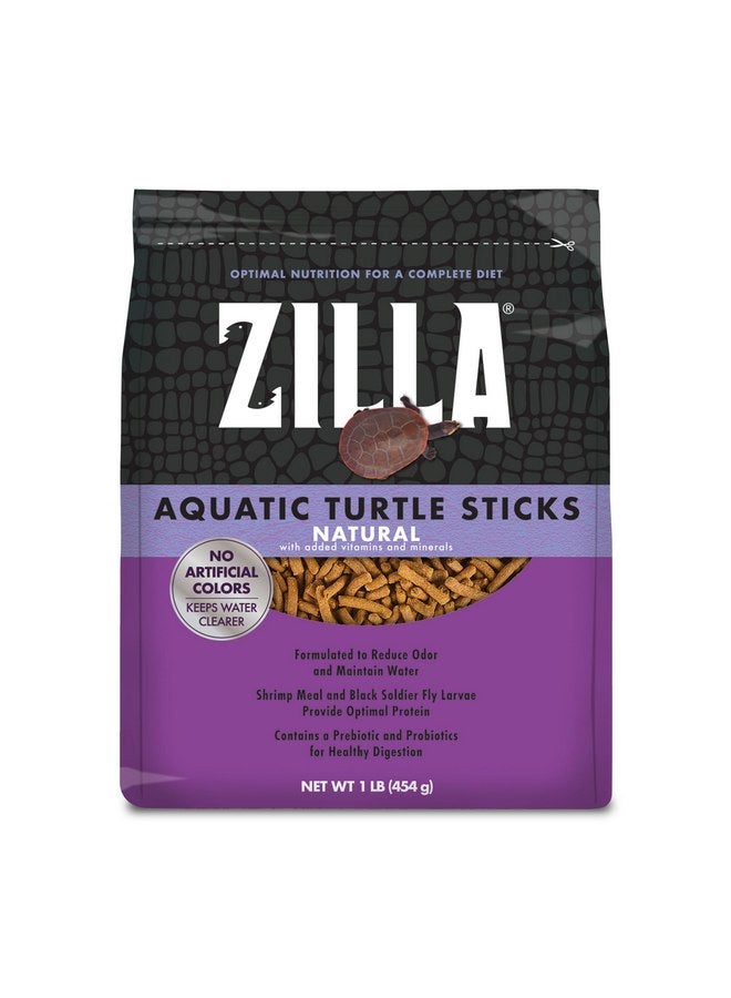 زيلا أعواد السلاحف المائية من Zilla Pet، طبيعية مع إضافة الفيتامينات والمعادن، طعام عائم غني بالعناصر الغذائية للسلاحف، 1 رطل - Image 1