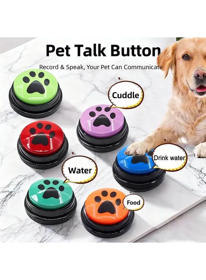 RODAFN Pet Language Training Interactive Buttons 4pcs with Circular Footprints Pattern for Dogs and Cats Communication Device Durable Pet Training Equipment Green Red Orange - Image 1