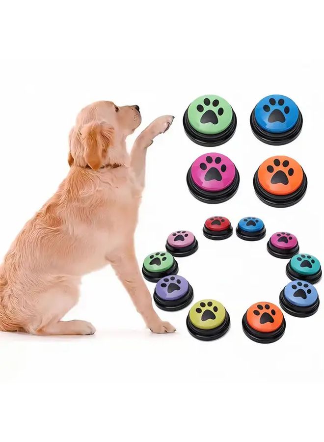 RODAFN Pet Language Training Interactive Buttons 4pcs with Circular Footprints Pattern for Dogs and Cats Communication Device Durable Pet Training Equipment Green Red Orange - Image 2