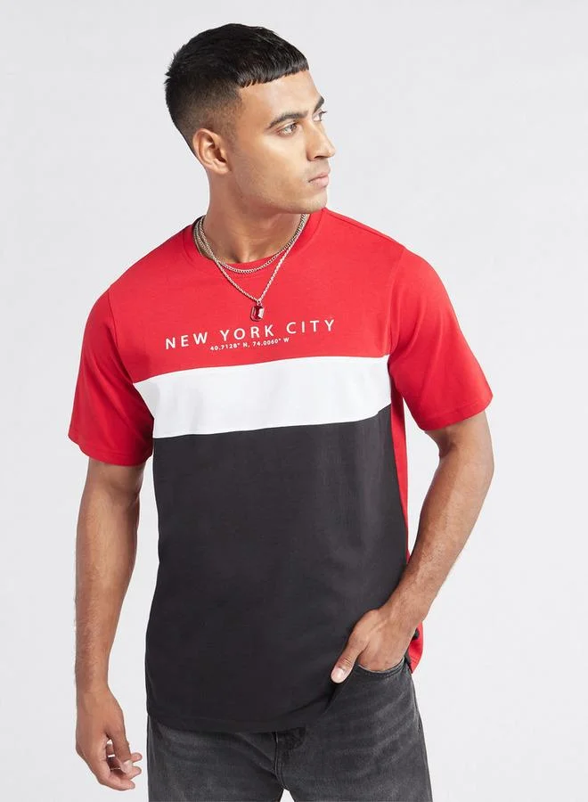 Splash FAV Colourblock T-shirt with Crew Neck and Short Sleeves