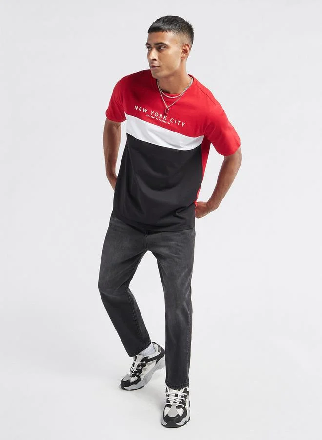 Splash FAV Colourblock T-shirt with Crew Neck and Short Sleeves