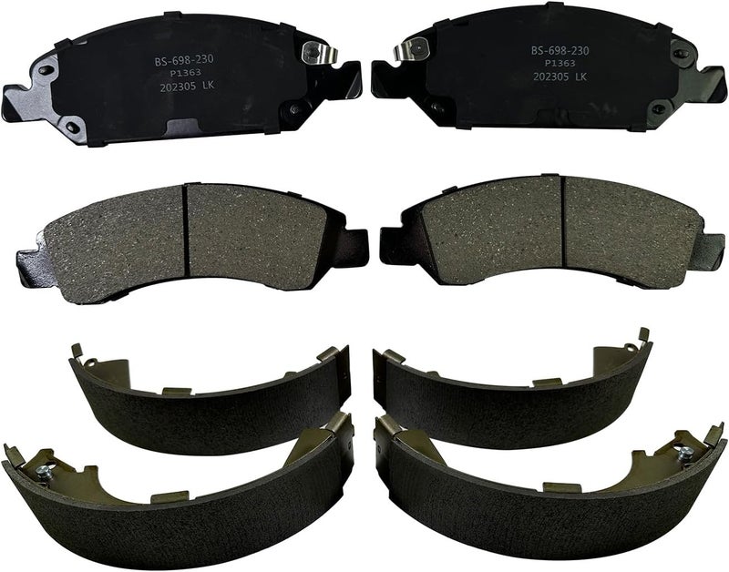 IBESTWOLF Front Ceramic Brake Pads and Rear Brake Shoes for 2008-2013 Chevy Silverado 1500 and GMC Sierra 1500 - Image 1