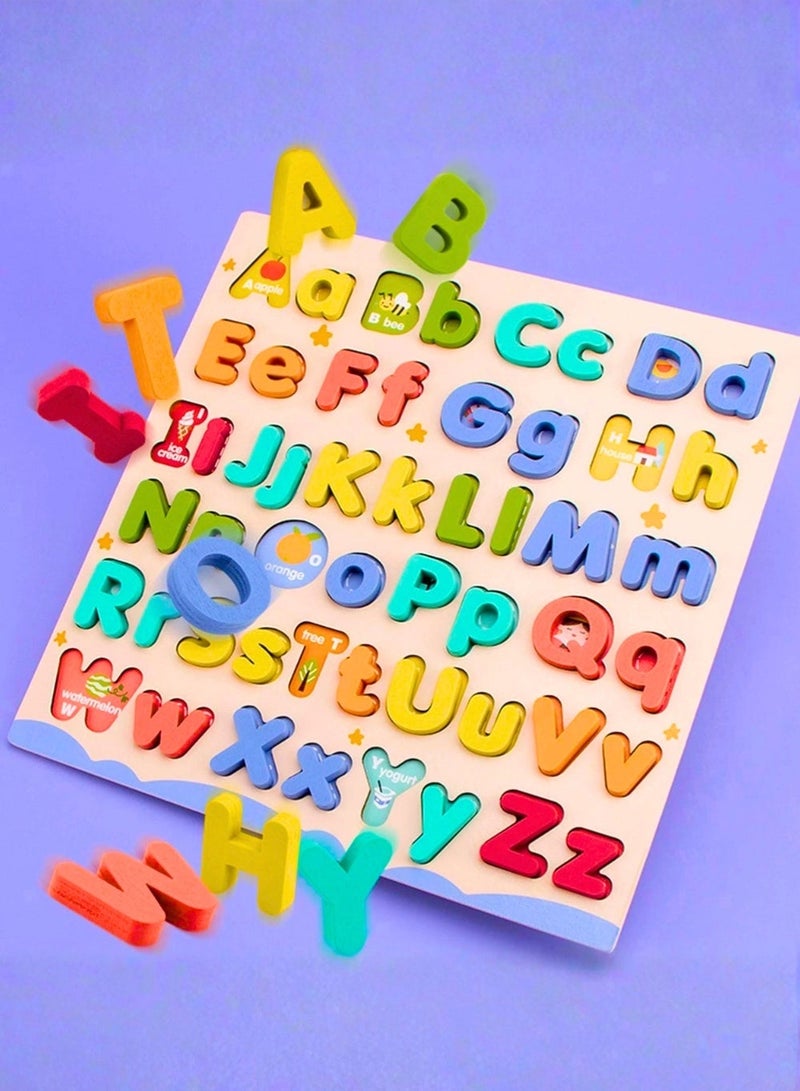 ZedPlay Wooden Educational Abc Puzzle Alphabet Number Matching Puzzle Early Learning - Image 1