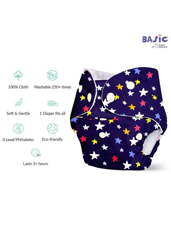 Superbottoms Basic Easy Pack Of 6 ;3 Cloth Diapers+ 3 Inserts Freesize Adjustable And Reusable Cloth Diaper For Babies 0 3 Years ; With Quick Drying Prefold Style Soaker Assorted 2 Print May Vary  - Image 4