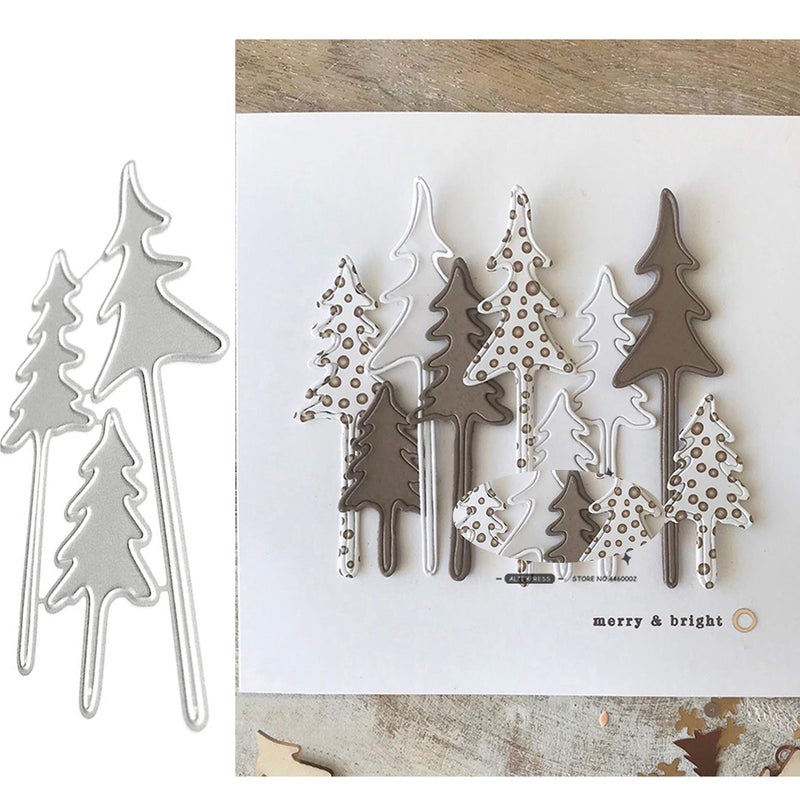 3pcs Tree Metal Die Cuts,Christmas Tree Cedar Deer Cutting Dies Cut Stencils for DIY Scrapbooking Album Decorative Embossing Paper Dies for Card Making