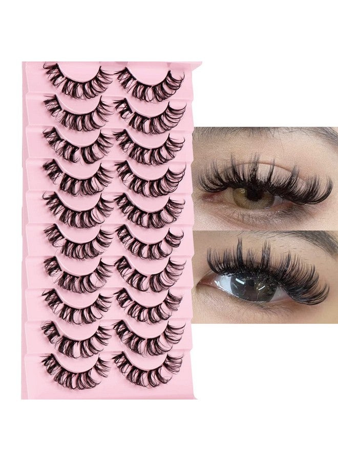 DSLONG DSLONG 10 Pairs Cluster Lashes D Curl Russian Strip Lashes Fluffy False Eyelashes Individual Natural Wispy Lashes DIY Eyelashes Extension At Home (D01) - Image 1