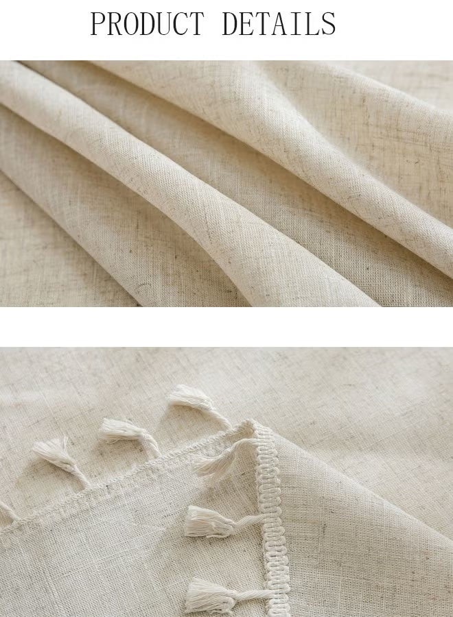 140cm Luxury cotton-linen tablecloth, beige round natural linen tablecloth, washable, dust-proof, wrinkle-resistant, suitable for kitchen dining, weddings, birthday parties, holidays, and home décor.Luxury cotton-linen tablecloth, 140cm, beige round natural linen tablecloth, washable, dust-proof, wrinkle-resistant, suitable for kitchen dining, Eid,weddings, birthday parties, holidays, and home décor - Image 3