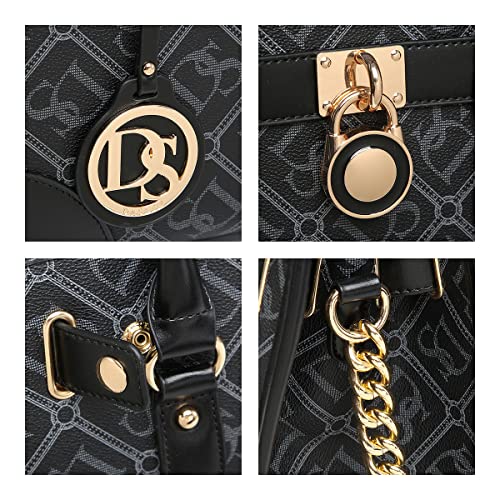 Dasein Women Handbags Top Handle Satchel Purse Shoulder Bag Hobo Bag Work Bag Set 2pcs (DS Black) - Image 3