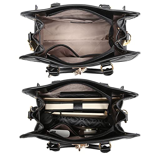 Dasein Women Handbags Top Handle Satchel Purse Shoulder Bag Hobo Bag Work Bag Set 2pcs (DS Black) - Image 4
