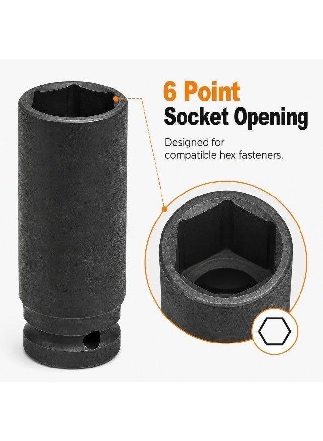22mm Deep Impact Socket, 1/2 Inch Drive, Long Cr-Mo Steel Socket for Impact Wrench, Ratchet, Auto Repair, Garage & Workshop - Image 4