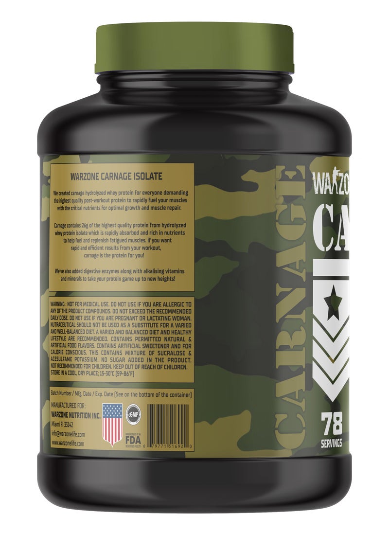 Warzone Carnage Hydrolyzed Premium Whey Protein Isolate 78 Servings - Chocolate Gourmet  - Image 2