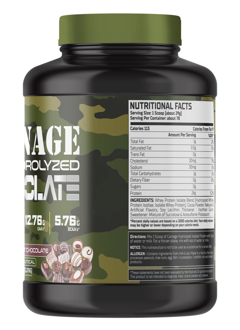 Warzone Carnage Hydrolyzed Premium Whey Protein Isolate 78 Servings - Chocolate Gourmet  - Image 3