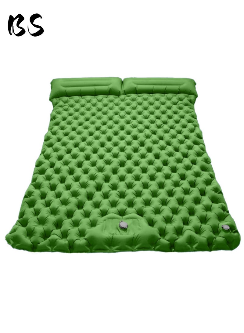 BS Double camping sleeping mat | Ultralight camping mat | With pillow | Built-in foot pump | Inflatable sleeping mat |camping bed、camping mattress、camping mat、sleeping pad| Lightweight and portable | Suitable for camping | Backpacking | Hiking | Tent camping. - Image 1