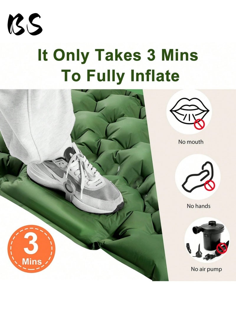 BS Double camping sleeping mat | Ultralight camping mat | With pillow | Built-in foot pump | Inflatable sleeping mat |camping bed、camping mattress、camping mat、sleeping pad| Lightweight and portable | Suitable for camping | Backpacking | Hiking | Tent camping. - Image 5