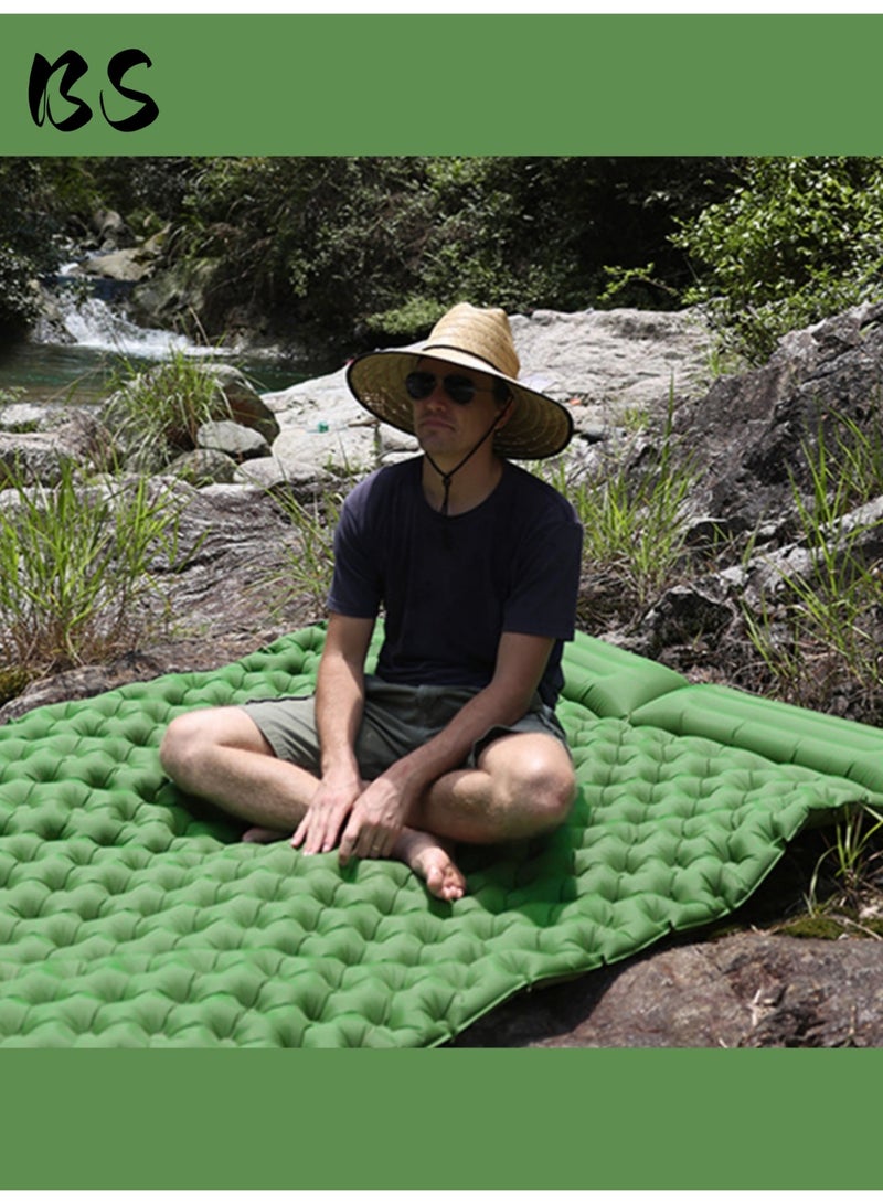 BS Double camping sleeping mat | Ultralight camping mat | With pillow | Built-in foot pump | Inflatable sleeping mat |camping bed、camping mattress、camping mat、sleeping pad| Lightweight and portable | Suitable for camping | Backpacking | Hiking | Tent camping. - Image 4