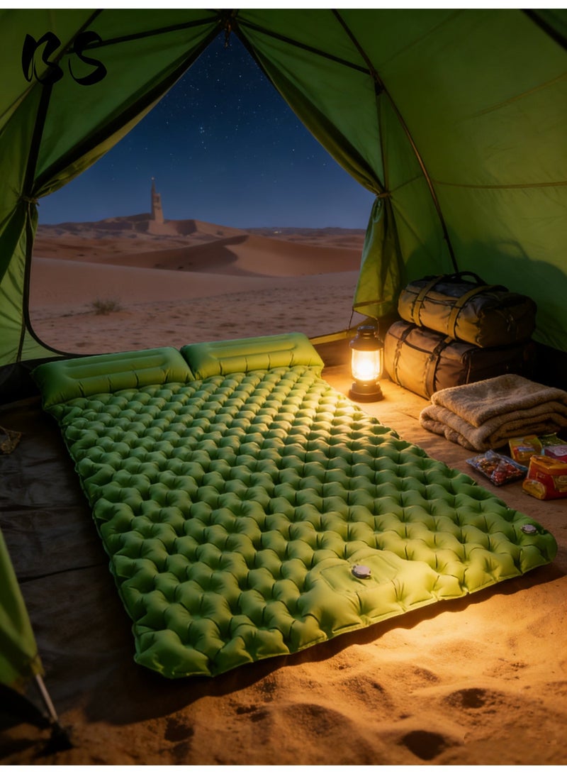 BS Refuge sleeping mat|Double camping sleeping mat | Ultralight camping mat | With pillow | Built-in foot pump | Inflatable sleeping mat |camping bed、camping mattress、camping mat、sleeping pad| Lightweight and portable | Suitable for camping | Backpacking | Hiking | Tent camping. - Image 3