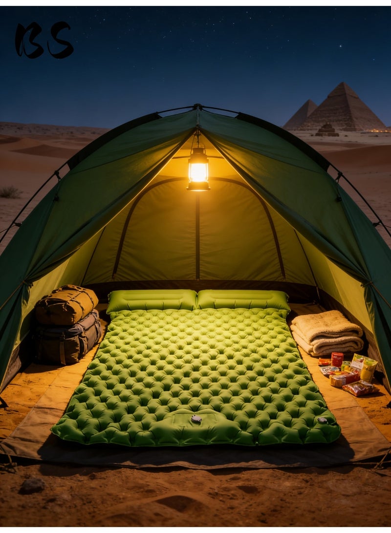 BS Refuge sleeping mat|Double camping sleeping mat | Ultralight camping mat | With pillow | Built-in foot pump | Inflatable sleeping mat |camping bed、camping mattress、camping mat、sleeping pad| Lightweight and portable | Suitable for camping | Backpacking | Hiking | Tent camping. - Image 4