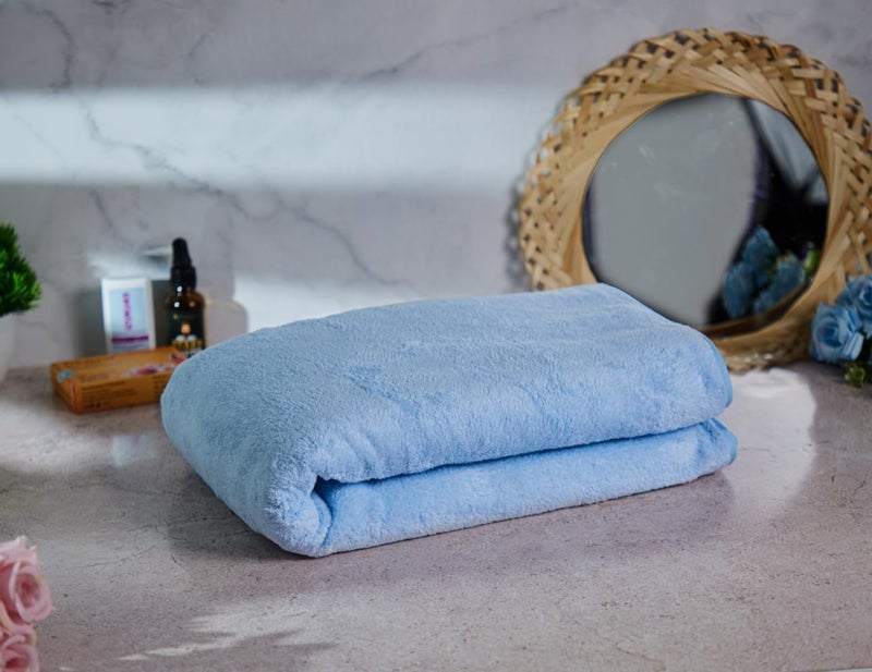 Fezora Microfiber Bath Towel for Men & Women – Large Size 70x140 cm, 400 GSM, Ultra Soft, Quick Dry, Lightweight & Super Absorbent Towel for Bathroom, Gym, Spa, Travel & Swimming (Light Blue) - Image 4