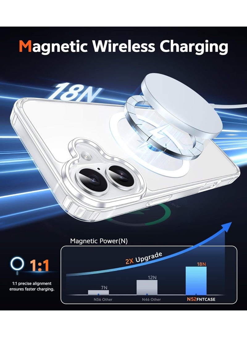 غطاء آيفون 17 المغناطيسي، غطاء شفاف بلوري مقاوم للاصفرار، متوافق مع ماج سيف مع حماية من السقوط بمستوى عسكري - Image 2