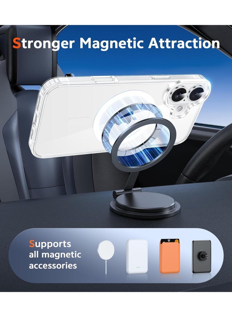 غطاء آيفون 17 المغناطيسي، غطاء شفاف بلوري مقاوم للاصفرار، متوافق مع ماج سيف مع حماية من السقوط بمستوى عسكري - Image 4