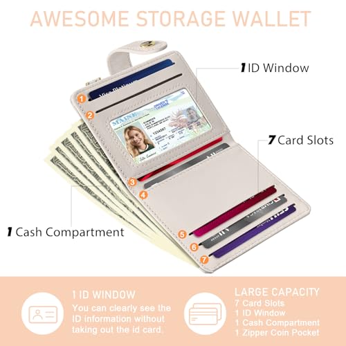 Jogjam Abstract Boho Leaves Rfid Ladies Wallet, Small Slim Thin Compact Credit Card Women Wallet, PU Leather Bifold Cash Zipper Coin Pocket ID Window for Female - Image 4