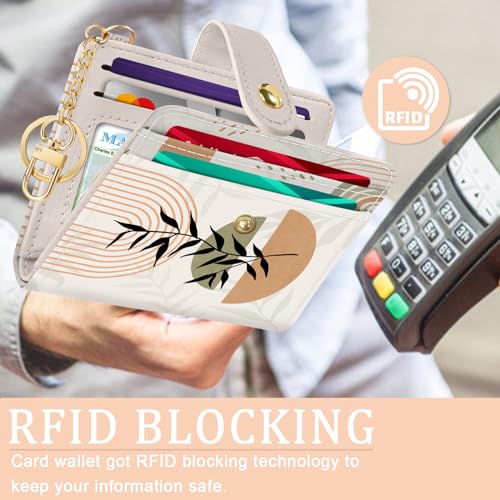 Jogjam Abstract Boho Leaves Rfid Ladies Wallet, Small Slim Thin Compact Credit Card Women Wallet, PU Leather Bifold Cash Zipper Coin Pocket ID Window for Female - Image 3