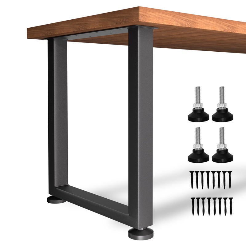 CHICAURA Heavy Duty Metal Table Legs 28x18 Inch, Modern Industrial Steel Square Frame for DIY Dining Table, Kitchen Table Base, Desk, Console, Supports 1000lbs(True 14-Gauge Steel), Set of 2 (Black) - Image 1