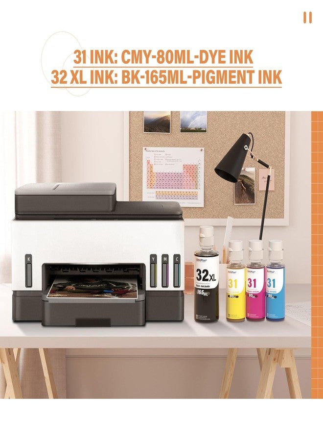 SubliPlus+ 32XL Black Ink Bottle 31 Ink Bottle Set Compatible Replacement for HP Smart Tank Printer 6001 7602 7301 5100 5101 5000 5102 757 7601 755 7601 6002 7302 7001, Smart Tank Plus 651 551 Ink Refill - Image 5