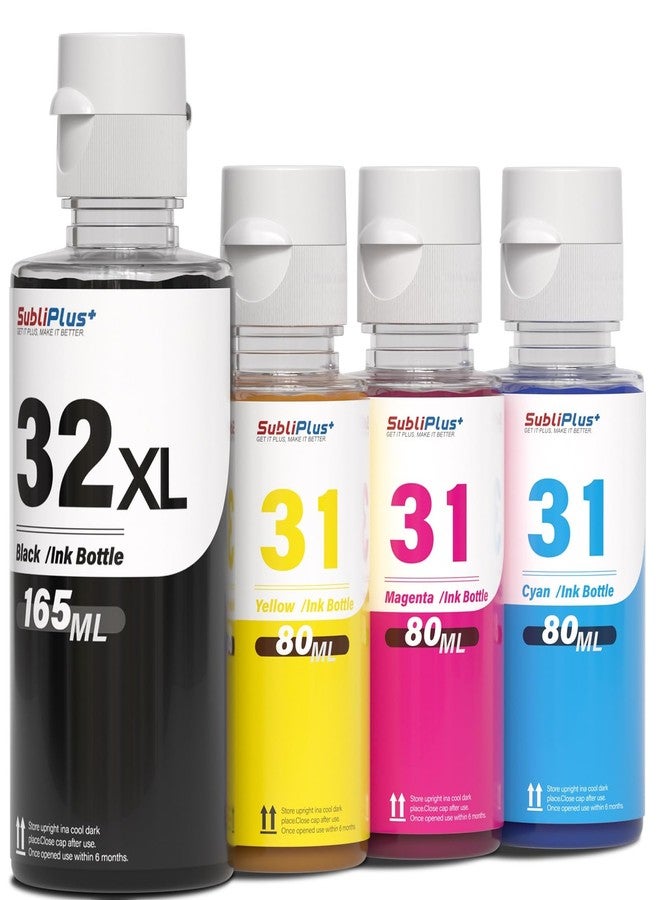SubliPlus+ 32XL Black Ink Bottle 31 Ink Bottle Set Compatible Replacement for HP Smart Tank Printer 6001 7602 7301 5100 5101 5000 5102 757 7601 755 7601 6002 7302 7001, Smart Tank Plus 651 551 Ink Refill - Image 1