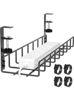 Moonmen Desk Cable Management Tray 1 Pack, Upgraded Wire Management No Drill, Cable Tray with Clamp for Desk Wire Management, Computer Cable Rack for Office, Home  - Image 1