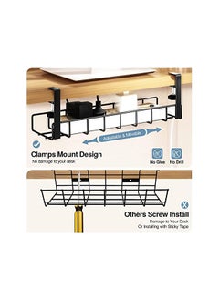 Moonmen Desk Cable Management Tray 1 Pack, Upgraded Wire Management No Drill, Cable Tray with Clamp for Desk Wire Management, Computer Cable Rack for Office, Home  - Image 5