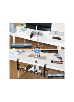Moonmen Desk Cable Management Tray 1 Pack, Upgraded Wire Management No Drill, Cable Tray with Clamp for Desk Wire Management, Computer Cable Rack for Office, Home  - Image 2