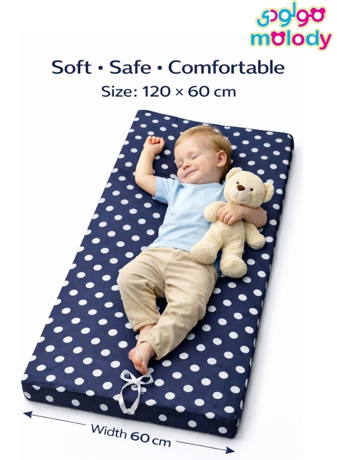 مولودي مرتبة سرير أطفال فاخرة 120×60 سم – سماكة عالية مريحة، غطاء بسوستة قابل للغسل، قماش ناعم وآمن للرضع - Image 3