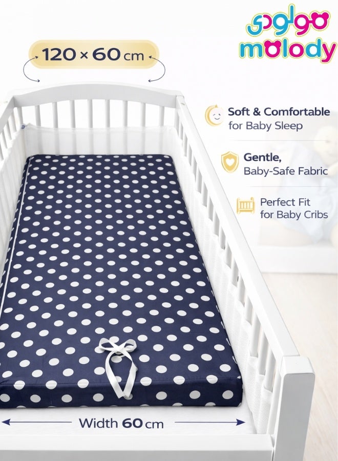 مولودي مرتبة سرير أطفال فاخرة 120×60 سم – سماكة عالية مريحة، غطاء بسوستة قابل للغسل، قماش ناعم وآمن للرضع - Image 4