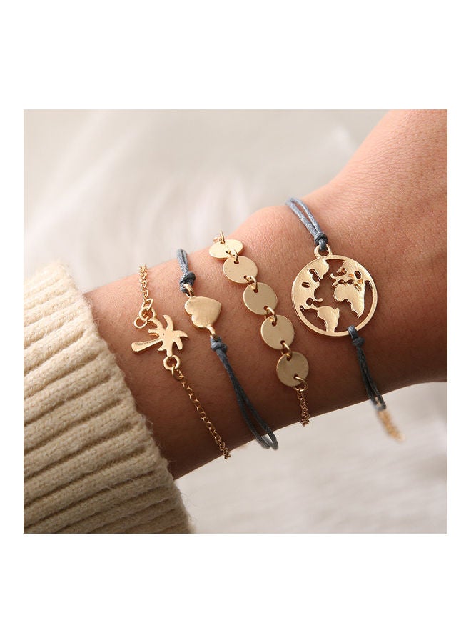 NIBEMINENT 4-Piece Coconut Disc Fashion Alloy Bracelets  - Image 1