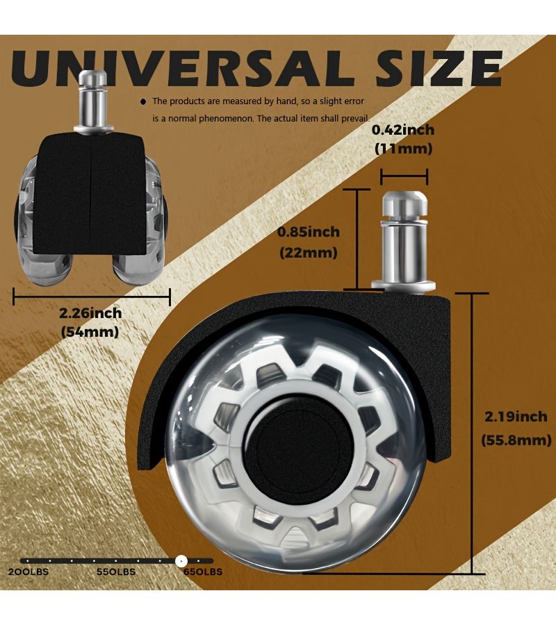 عجلات دوارة صامتة من البولي يوريثان الرمادي الثقيل لعجلات الأثاث والكراسي - قطعة واحدة - Image 2