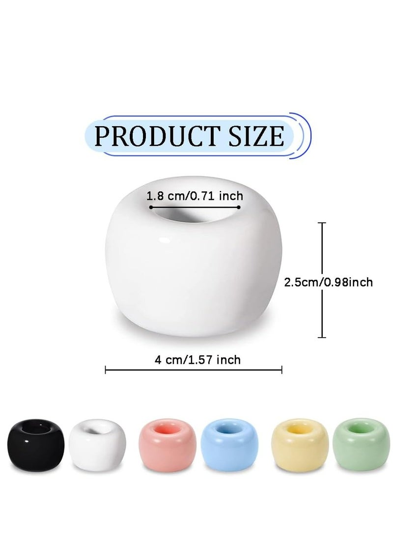 Oasisgalore 2 Pack Black, White Handmade Mini Ceramic Toothbrush Holder Stand for Bathroom, Couples' Shaver Holder.  - Image 2