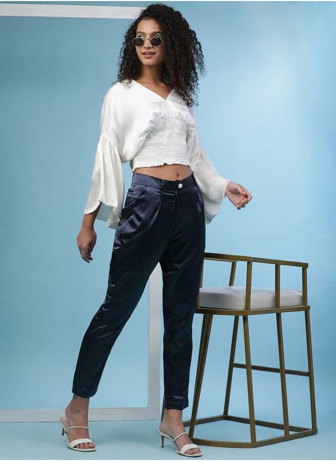Freehand Women Tapered Solid Mid-Rise Pants  - Image 1