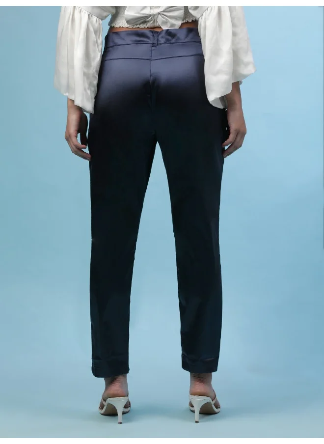 مرفوعة Navy Women Tapered Casual Solid Regular Tapered Pants