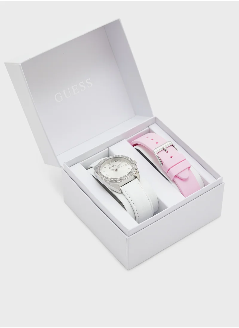 GUESS Delilah Leather Strap Analog Watch