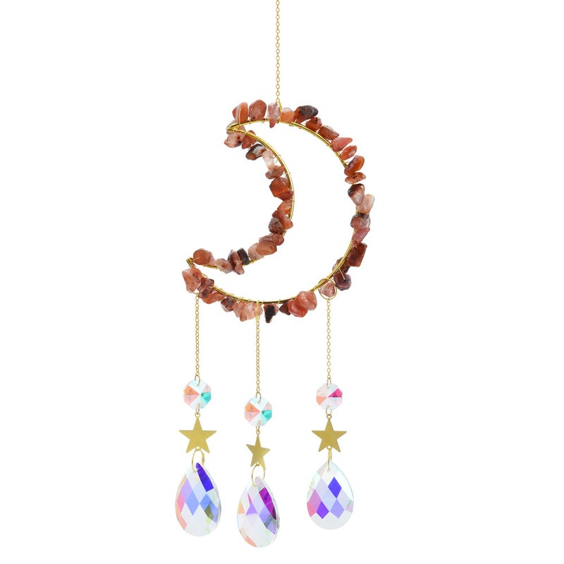 Crystal Pendant Natural Crystal Gravel Moon Garden Decoration Sun Catcher Wind Chime - Image 1