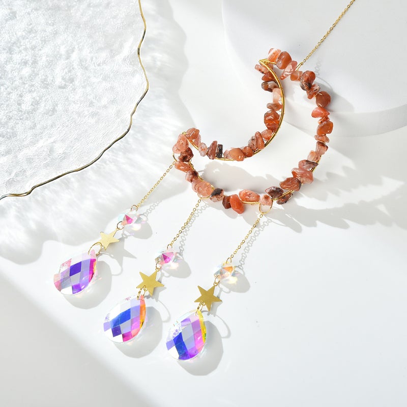 Crystal Pendant Natural Crystal Gravel Moon Garden Decoration Sun Catcher Wind Chime - Image 2