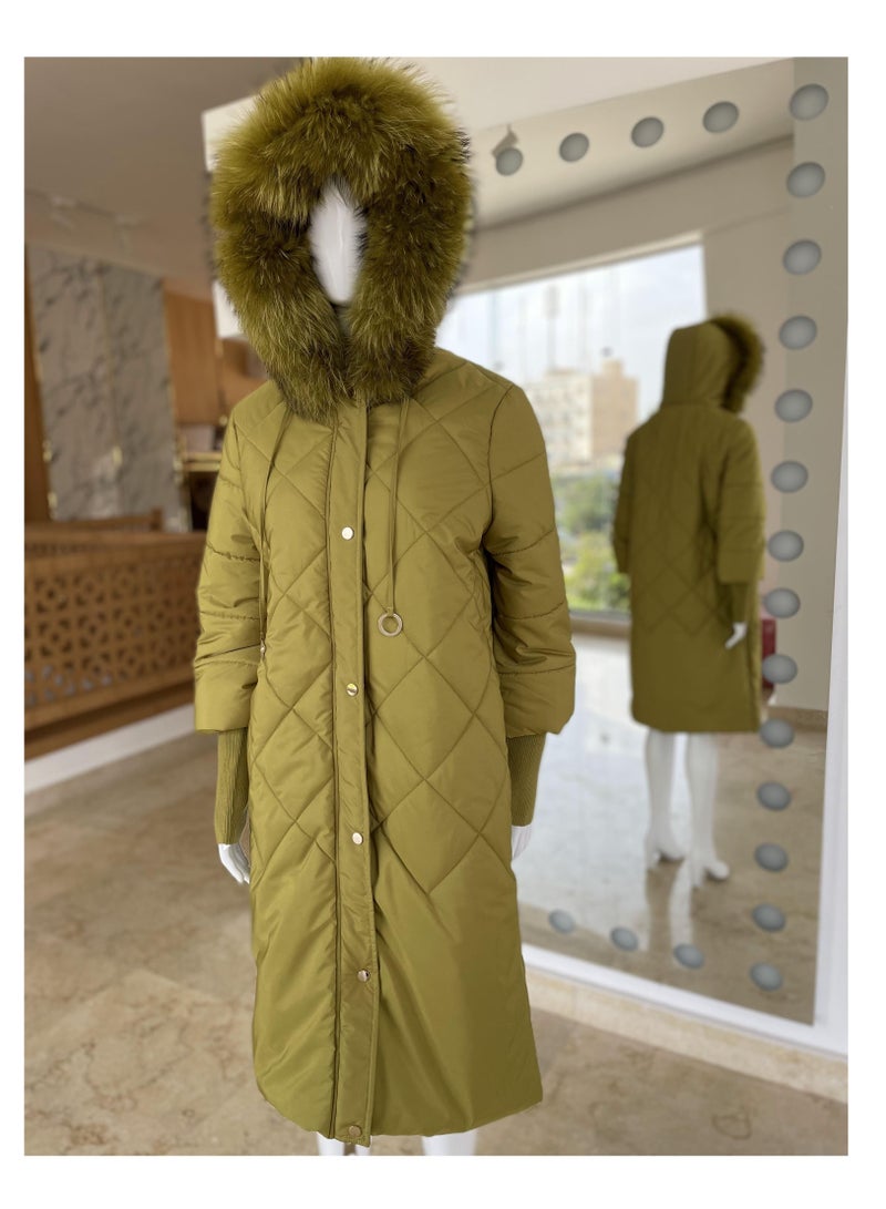 Fox Fur Coat Hooded Real Fur Womens Jacket Winter Coat Girls  - Image 1