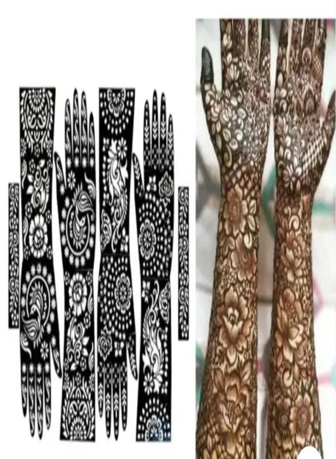 D KING Mehendi Stencil Stickers (Pack of 2) Bridal Mehendi Stencils Heena Mehandi Sticker for Festivals Functions Girls Women (sku_3) - Image 1