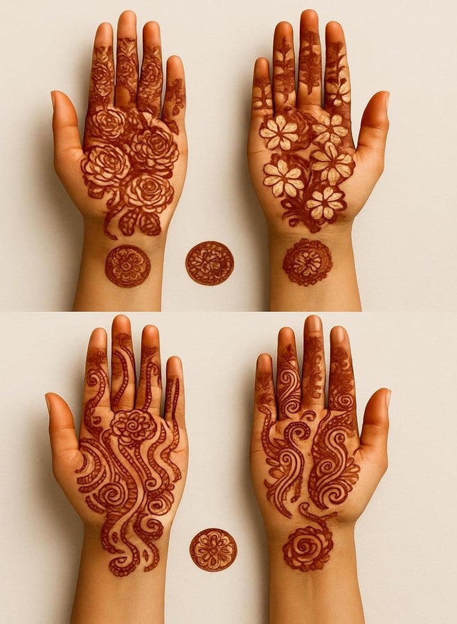 D KING Mehendi Stencil Stickers (Pack of 2) Bridal Mehendi Stencils Heena Mehandi Sticker for Festivals Functions Girls Women (sku_3) - Image 4