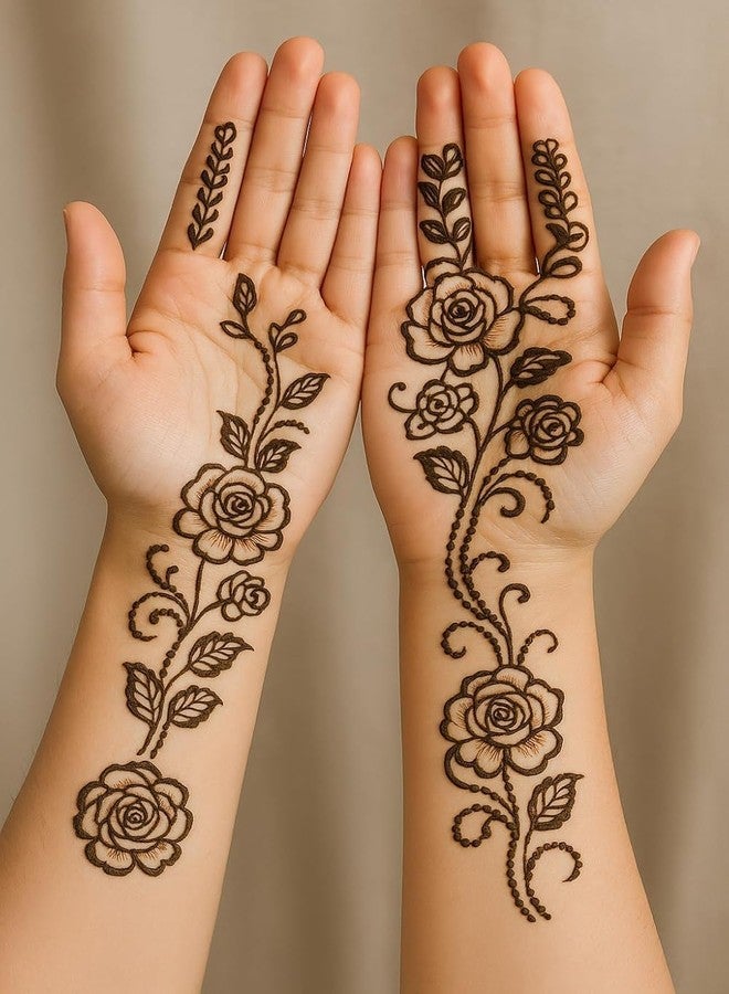 D KING Mehendi Stencil Stickers (Pack of 2) Bridal Mehendi Stencils Heena Mehandi Sticker for Festivals Functions Girls Women (sku_3) - Image 3