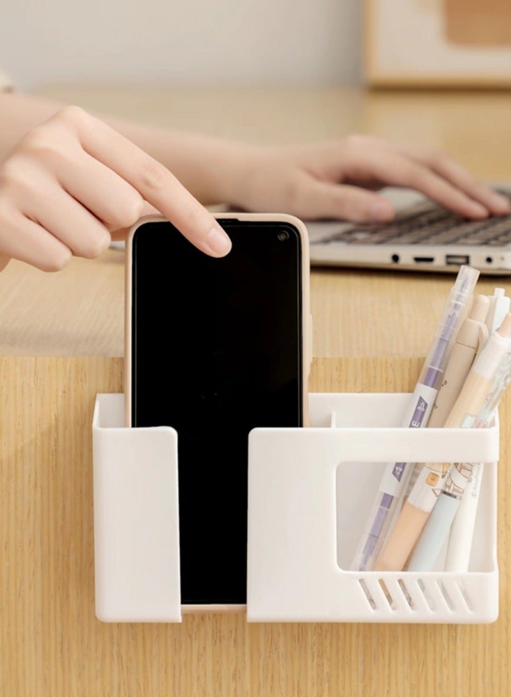 1PC Wall-Mounted Non-Punching Remote Control Storage Box Rack TV Air Conditioning Mobile Phone Charging Rack - Image 1