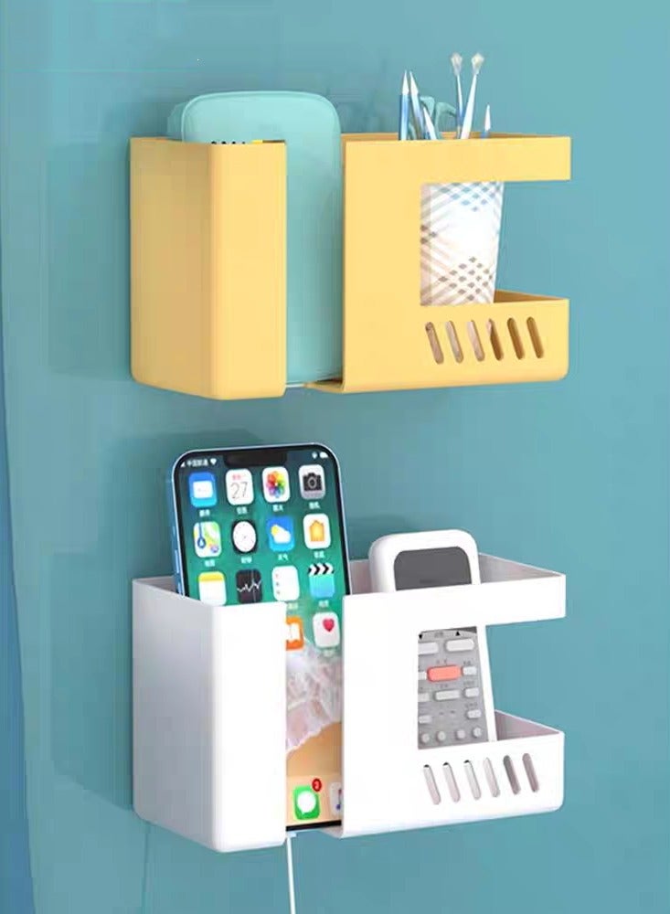 1PC Wall-Mounted Non-Punching Remote Control Storage Box Rack TV Air Conditioning Mobile Phone Charging Rack - Image 3