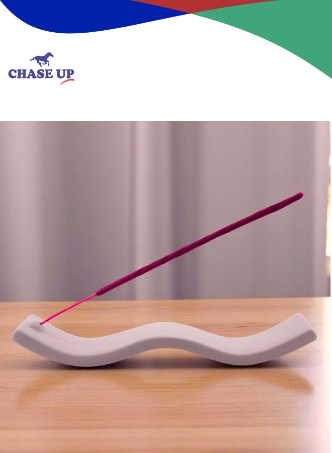 Chase Up Ceramic Wave Incense Burner, Ideal as Incense Still Holder for counters, meditation rooms, yoga, home, office and Incense Sticks. Perfect Incense Holder for Home Decor (Grey) - Image 1