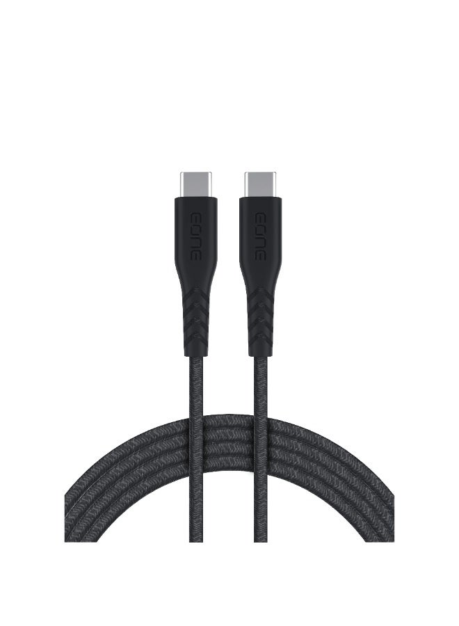 EONE USB-C to USB-C Cable 1.8M Black, Fast Charging Type-C Cable, Nylon Braided Durable Cable for Phones, Tablets & Laptops - Image 1